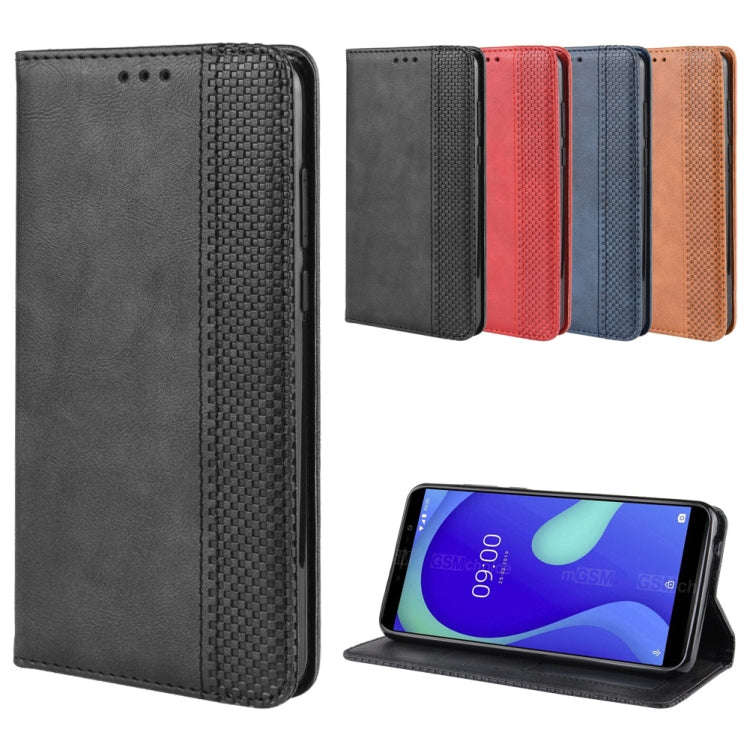 Magnetic Buckle Retro Crazy Horse Texture Horizontal Flip Leather Case for Wiko Y80, with Holder ...