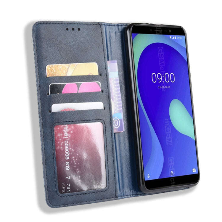 Magnetic Buckle Retro Crazy Horse Texture Horizontal Flip Leather Case for Wiko Y80, with Holder ...