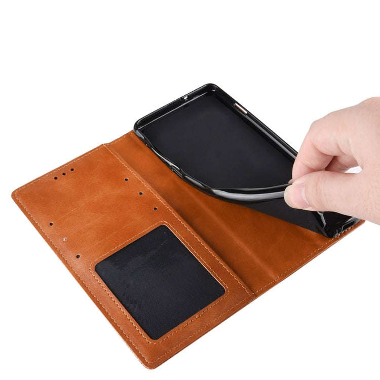 Magnetic Buckle Retro Crazy Horse Texture Horizontal Flip Leather Case for Wiko Y80, with Holder ...