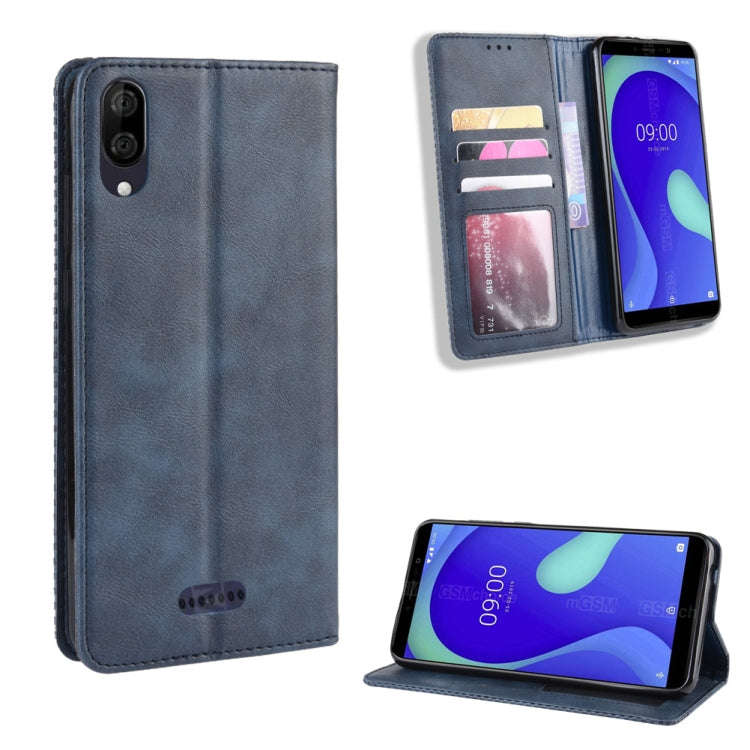 Magnetic Buckle Retro Crazy Horse Texture Horizontal Flip Leather Case for Wiko Y80, with Holder ...