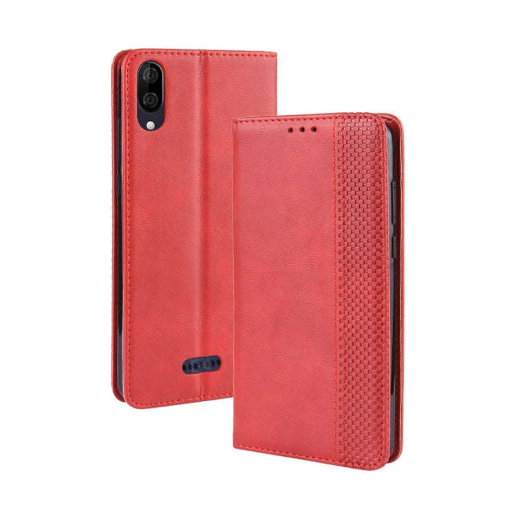 Magnetic Buckle Retro Crazy Horse Texture Horizontal Flip Leather Case for Wiko Y80, with Holder ...