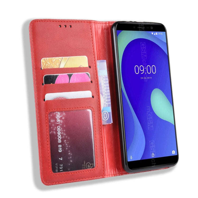 Magnetic Buckle Retro Crazy Horse Texture Horizontal Flip Leather Case for Wiko Y80, with Holder ...