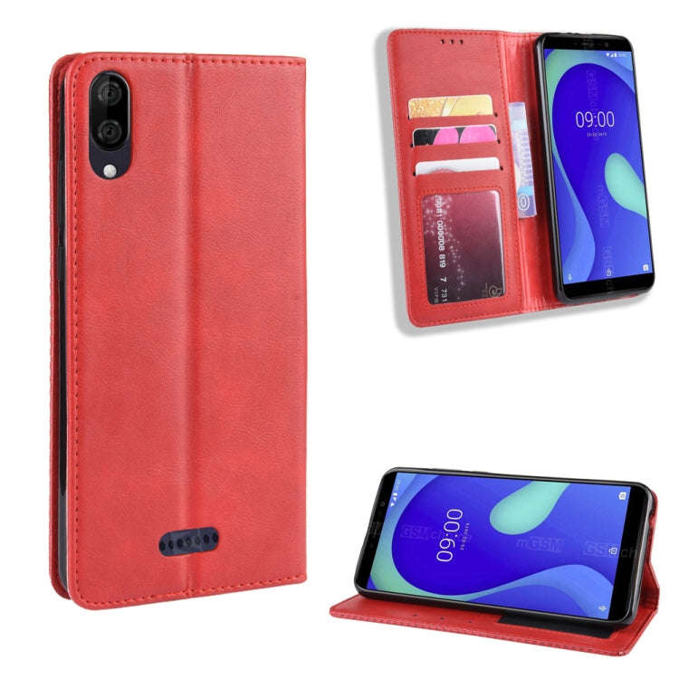 Magnetic Buckle Retro Crazy Horse Texture Horizontal Flip Leather Case for Wiko Y80, with Holder ...