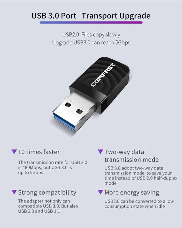 COMFAST CF-812AC 1300 Mbps Dual Band Mini USB WiFi Adapter