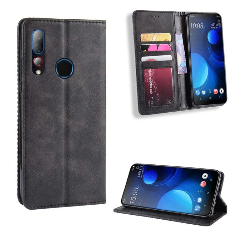 Magnetic Buckle Retro Crazy Horse Texture Horizontal Flip Leather Case for HTC Desire 19+(Desire ...