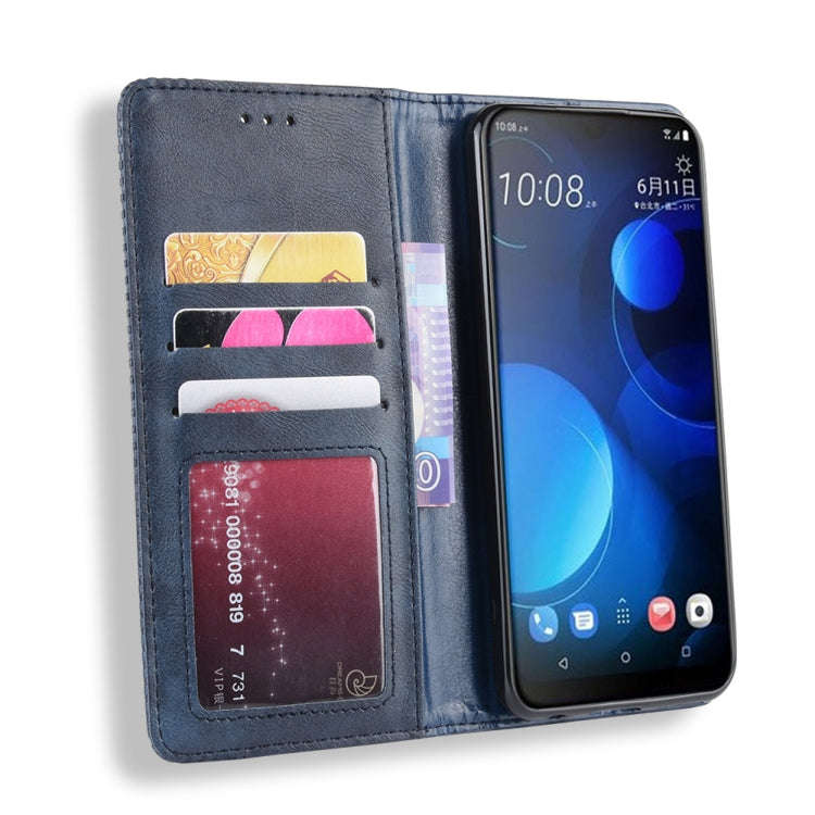 Magnetic Buckle Retro Crazy Horse Texture Horizontal Flip Leather Case for HTC Desire 19+(Desire ...