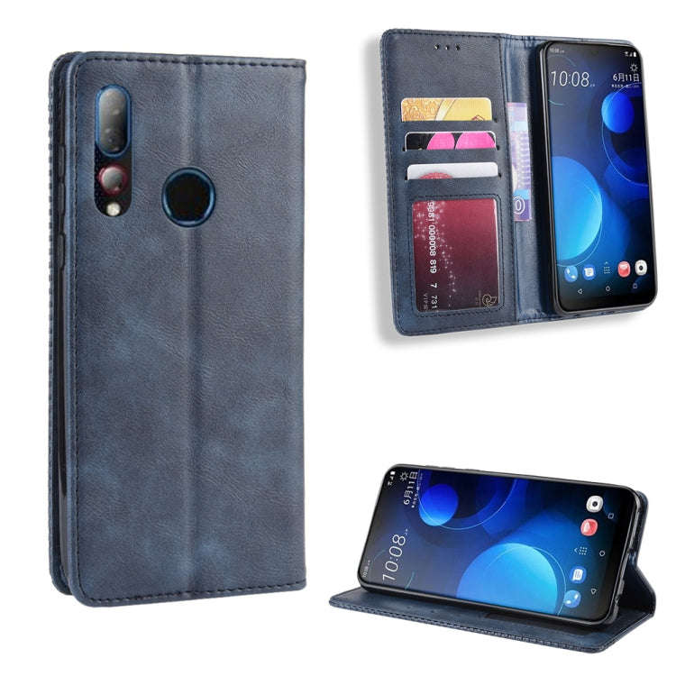 Magnetic Buckle Retro Crazy Horse Texture Horizontal Flip Leather Case for HTC Desire 19+(Desire ...