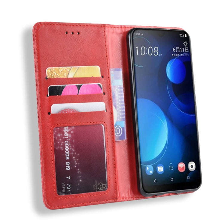 Magnetic Buckle Retro Crazy Horse Texture Horizontal Flip Leather Case for HTC Desire 19+(Desire ...