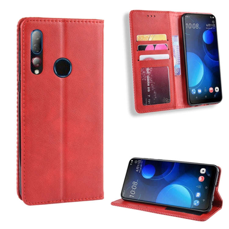Magnetic Buckle Retro Crazy Horse Texture Horizontal Flip Leather Case for HTC Desire 19+(Desire ...