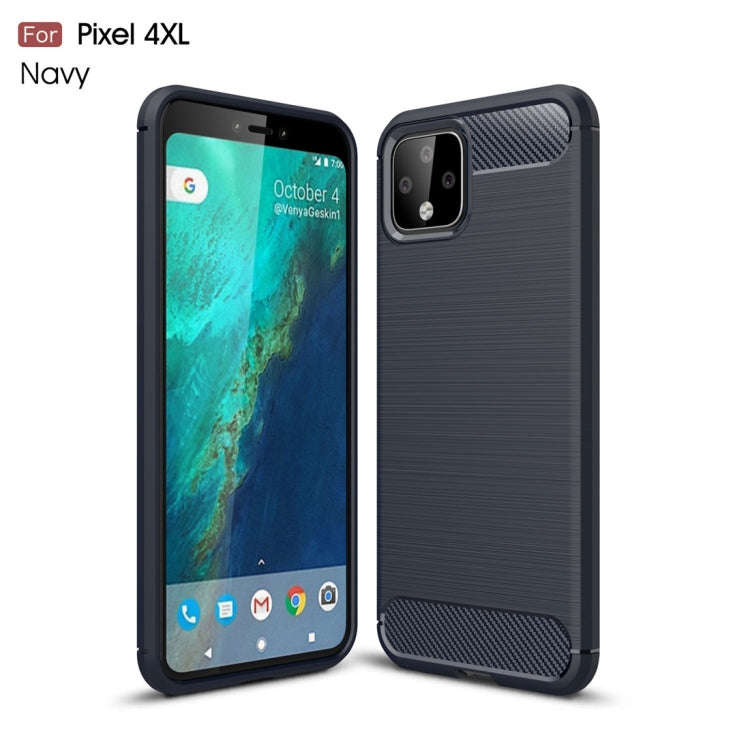 Brushed Texture Carbon Fiber TPU Case for Google Pixel 4XL(Navy Blue)