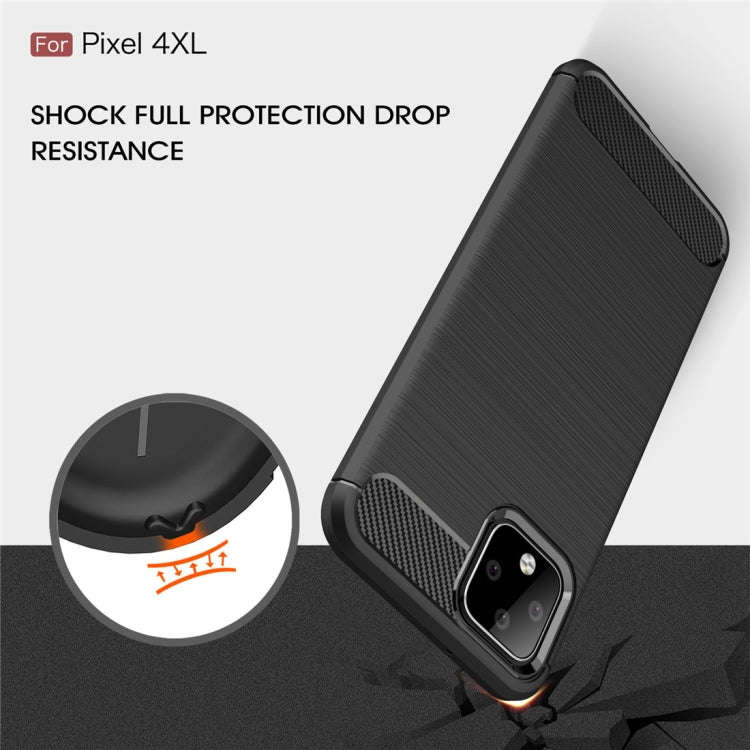 Brushed Texture Carbon Fiber TPU Case for Google Pixel 4XL(Red)