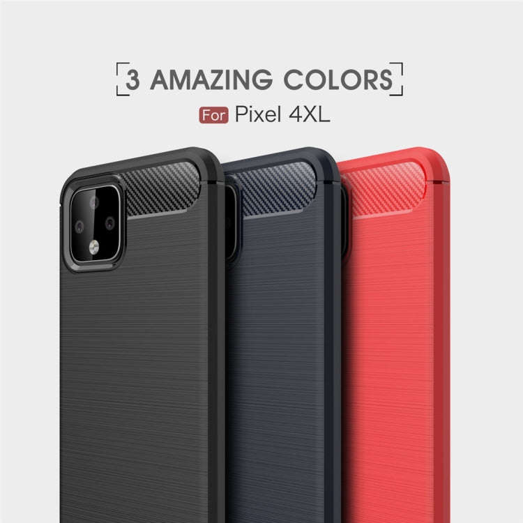 Brushed Texture Carbon Fiber TPU Case for Google Pixel 4XL(Red)