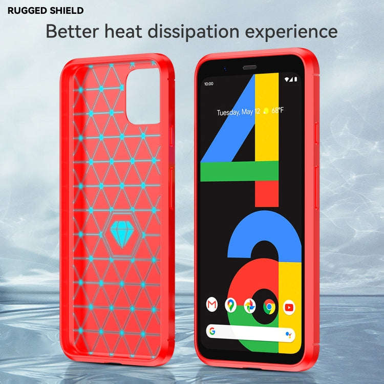 For Google Pixel 4 Brushed Texture Carbon Fiber TPU Case(Red)