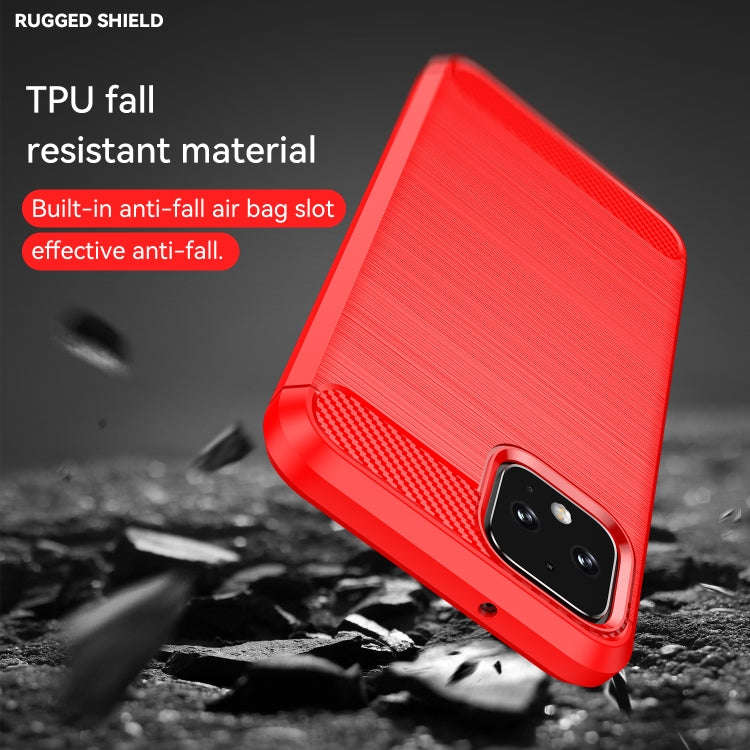 For Google Pixel 4 Brushed Texture Carbon Fiber TPU Case(Red)
