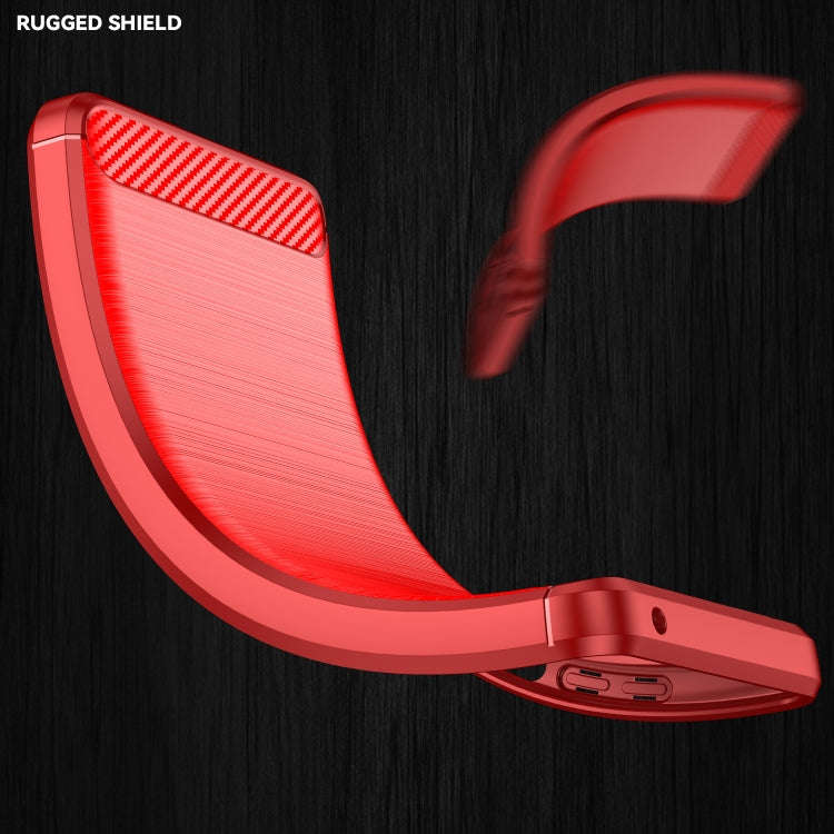 For Google Pixel 4 Brushed Texture Carbon Fiber TPU Case(Red)
