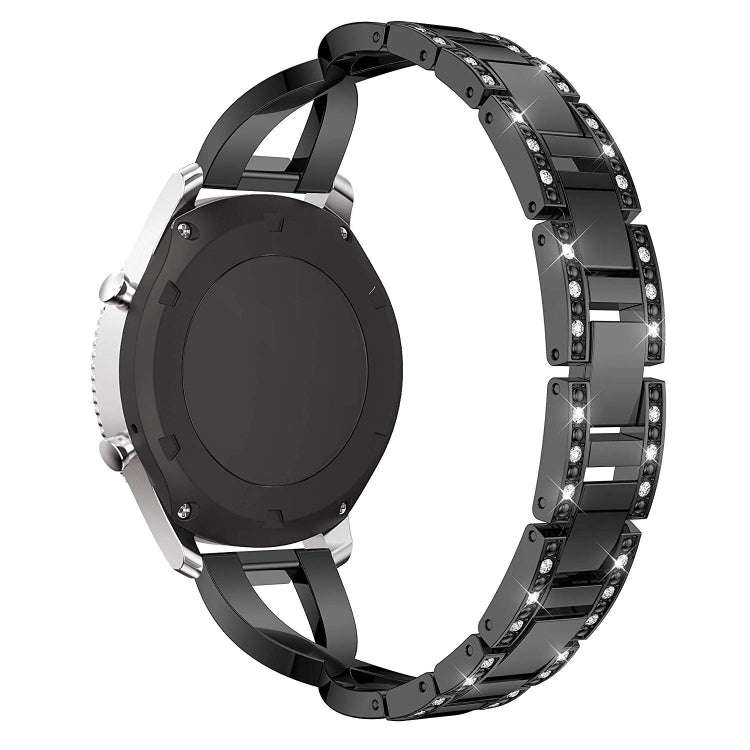 For Samsung GearS3 / Ticwatch Pro / HUAWEI GT Universal 22mm Metal Diamond Strap(black)