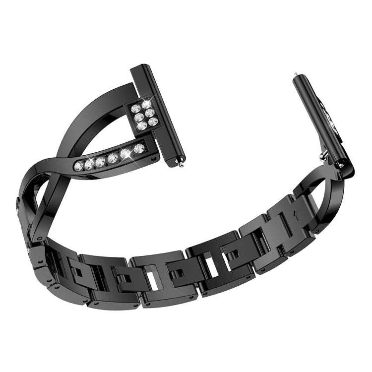 For Samsung GearS3 / Ticwatch Pro / HUAWEI GT Universal 22mm Metal Diamond Strap(black)