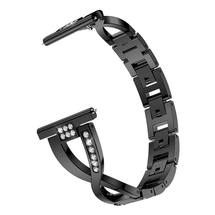 For Samsung GearS3 / Ticwatch Pro / HUAWEI GT Universal 22mm Metal Diamond Strap(black)