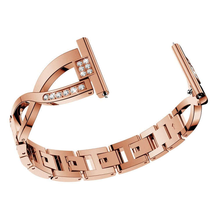 For Samsung GearS3 / Ticwatch Pro / HUAWEI GT Universal 22mm Metal Diamond Strap(Rose gold)