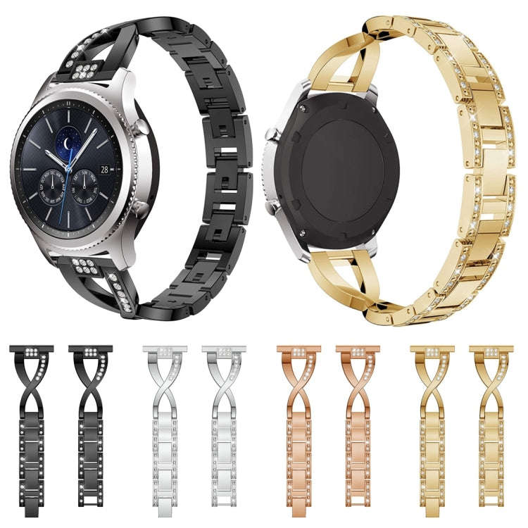 For Samsung GearS3 / Ticwatch Pro / HUAWEI GT Universal 22mm Metal Diamond Strap(Silver)