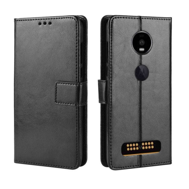 Retro Crazy Horse Texture Horizontal Flip Leather Case for Motorola Moto Z4/Z4 Play, with Holder ...