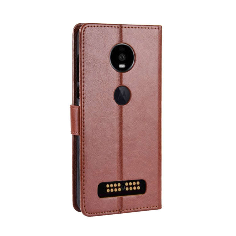 Retro Crazy Horse Texture Horizontal Flip Leather Case for Motorola Moto Z4/Z4 Play, with Holder ...