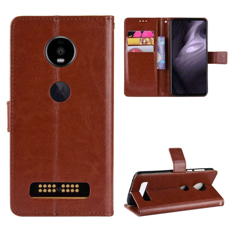 Retro Crazy Horse Texture Horizontal Flip Leather Case for Motorola Moto Z4/Z4 Play, with Holder ...