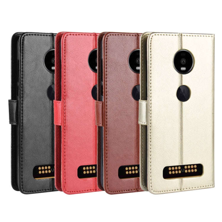 Retro Crazy Horse Texture Horizontal Flip Leather Case for Motorola Moto Z4/Z4 Play, with Holder ...