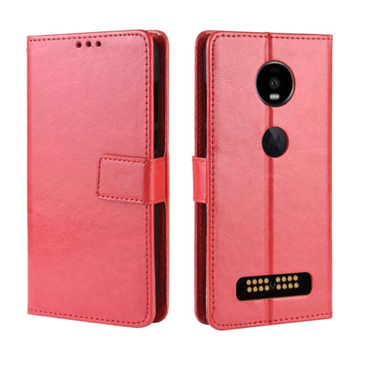 Retro Crazy Horse Texture Horizontal Flip Leather Case for Motorola Moto Z4/Z4 Play, with Holder ...