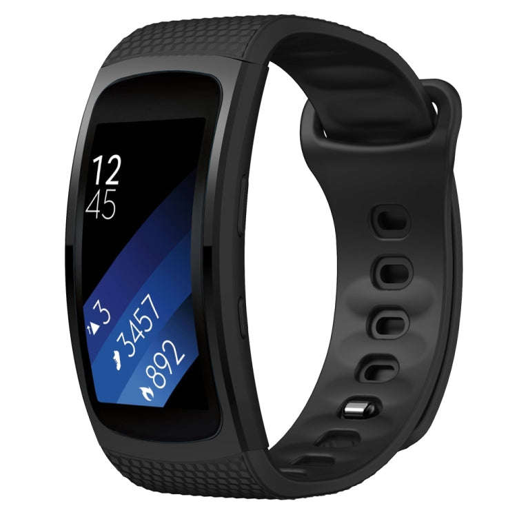 Silicone Watch Band for Samsung Gear Fit2 SM-R360, Wrist Strap Size:126-175mm(Black)
