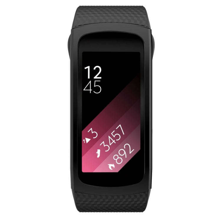 Silicone Watch Band for Samsung Gear Fit2 SM-R360, Wrist Strap Size:126-175mm(Black)
