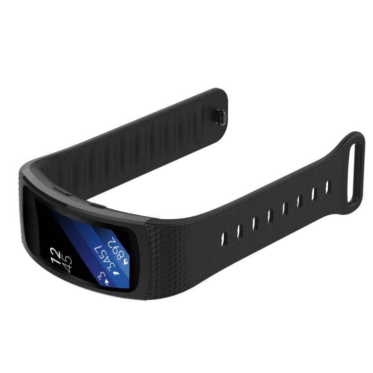 Silicone Watch Band for Samsung Gear Fit2 SM-R360, Wrist Strap Size:126-175mm(Black)