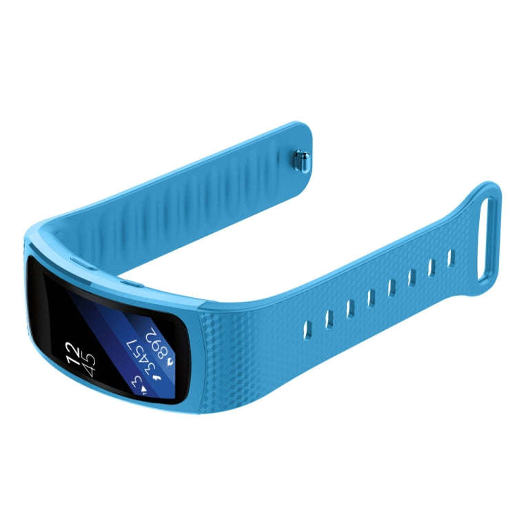 Silicone Watch Band for Samsung Gear Fit2 SM-R360, Wrist Strap Size:150-213mm(Light Blue)
