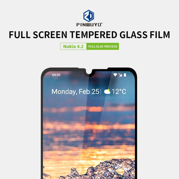 PINWUYO 9H 2.5D Full Screen Tempered Glass Film for Nokia 4.2(Black)