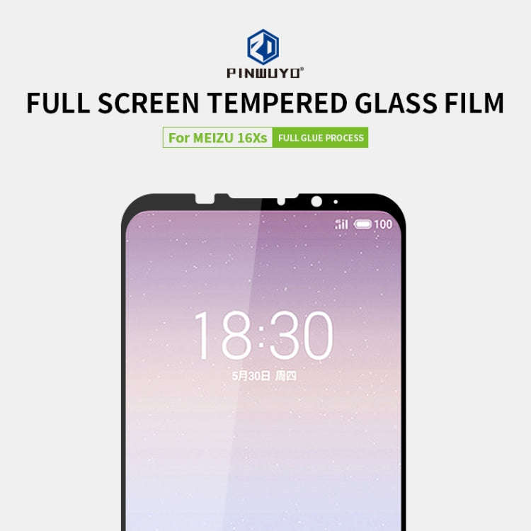 PINWUYO 9H 2.5D Full Screen Tempered Glass Film for Meizu 16XS(Black)