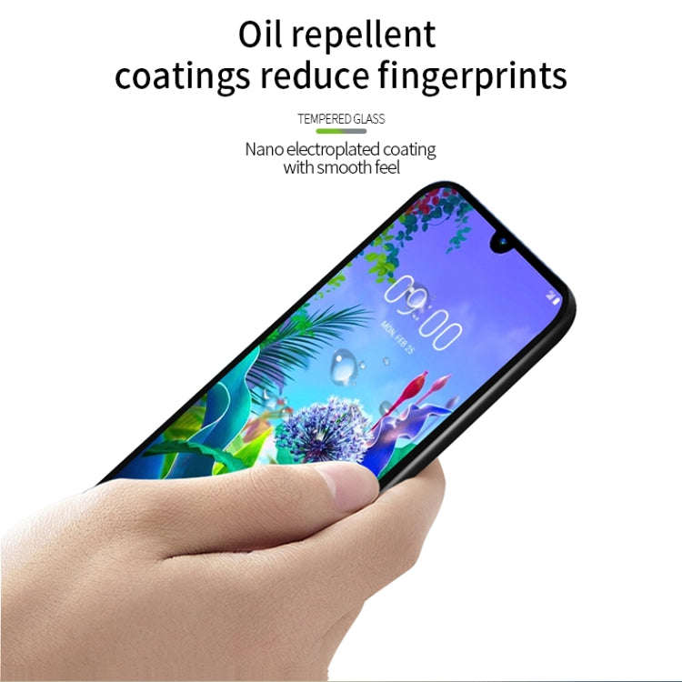PINWUYO 9H 2.5D Full Screen Tempered Glass Film for LG K50 / Q60(Black)