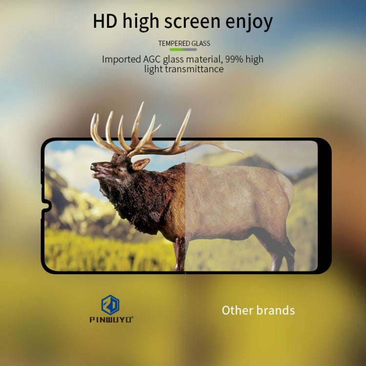 PINWUYO 9H 2.5D Full Screen Tempered Glass Film for LG K50 / Q60(Black)