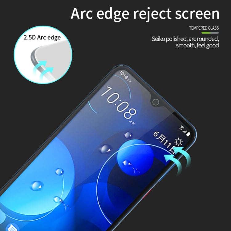 PINWUYO 9H 2.5D Full Screen Tempered Glass Film for HTC D19 PLUS(Black)