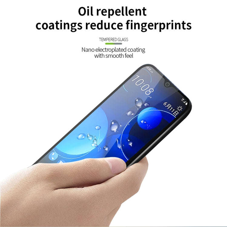 PINWUYO 9H 2.5D Full Screen Tempered Glass Film for HTC D19 PLUS(Black)