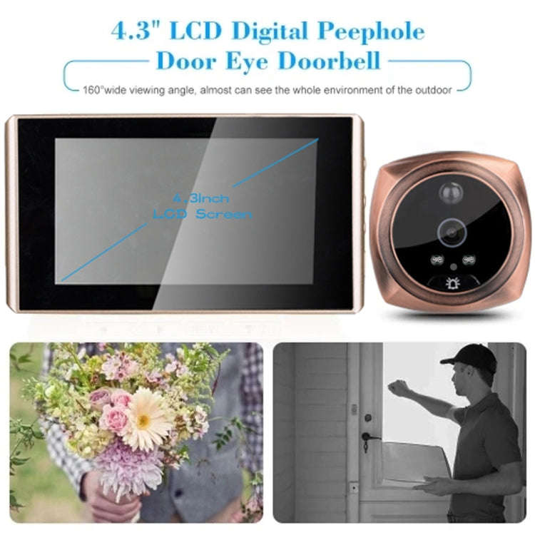 4.3 inch LCD Color Screen Digital Doorbell Door Eye Doorbell Electronic Peephole Door Camera View...