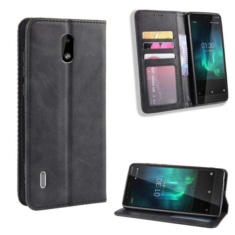 Magnetic Buckle Retro Crazy Horse Texture Horizontal Flip Leather Case for Nokia 3.1 C , with Hol...