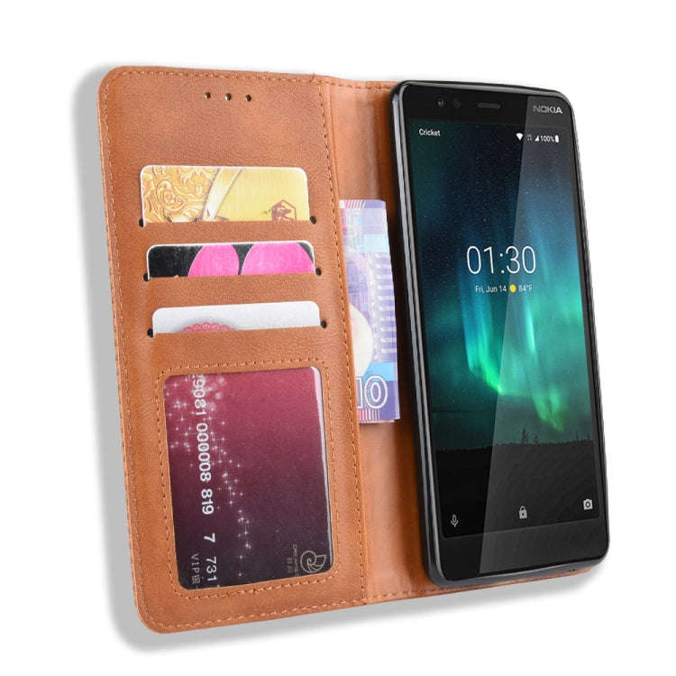 Magnetic Buckle Retro Crazy Horse Texture Horizontal Flip Leather Case for Nokia 3.1 C , with Hol...