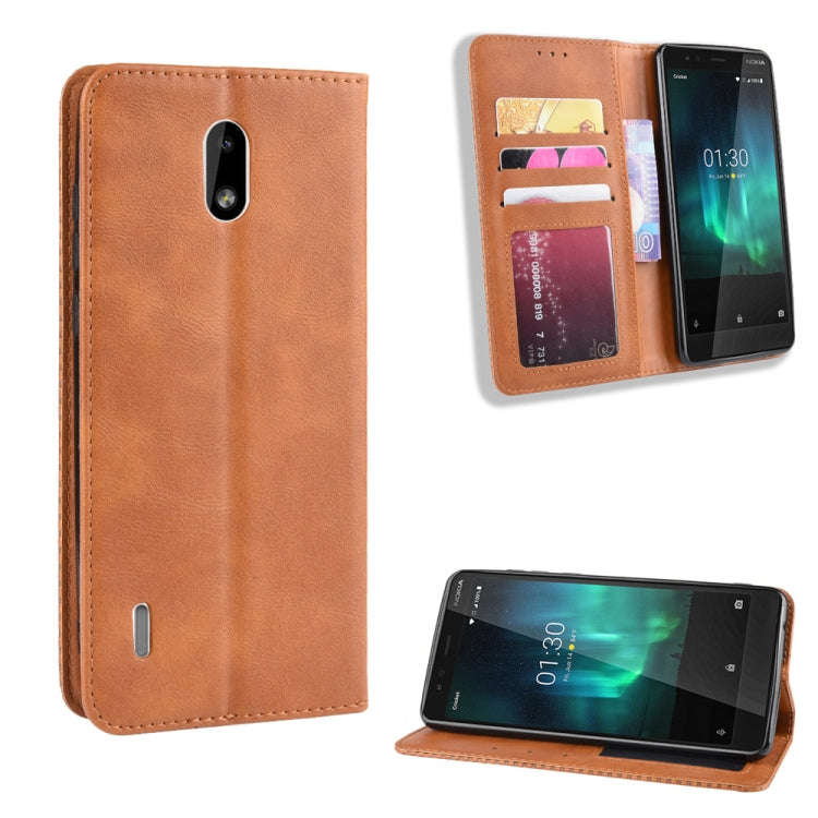 Magnetic Buckle Retro Crazy Horse Texture Horizontal Flip Leather Case for Nokia 3.1 C , with Hol...