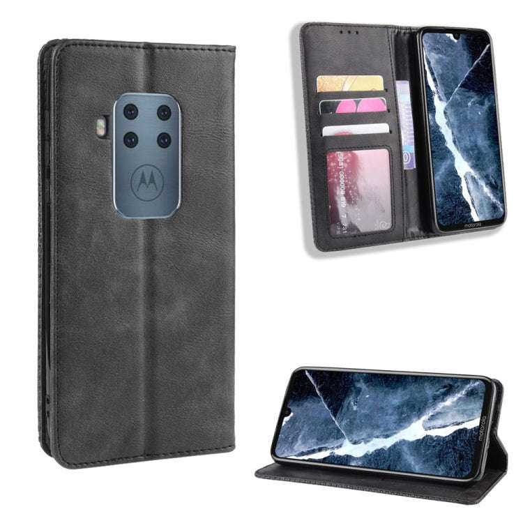 Magnetic Buckle Retro Crazy Horse Texture Horizontal Flip Leather Case for Motorola Moto One Pro ...