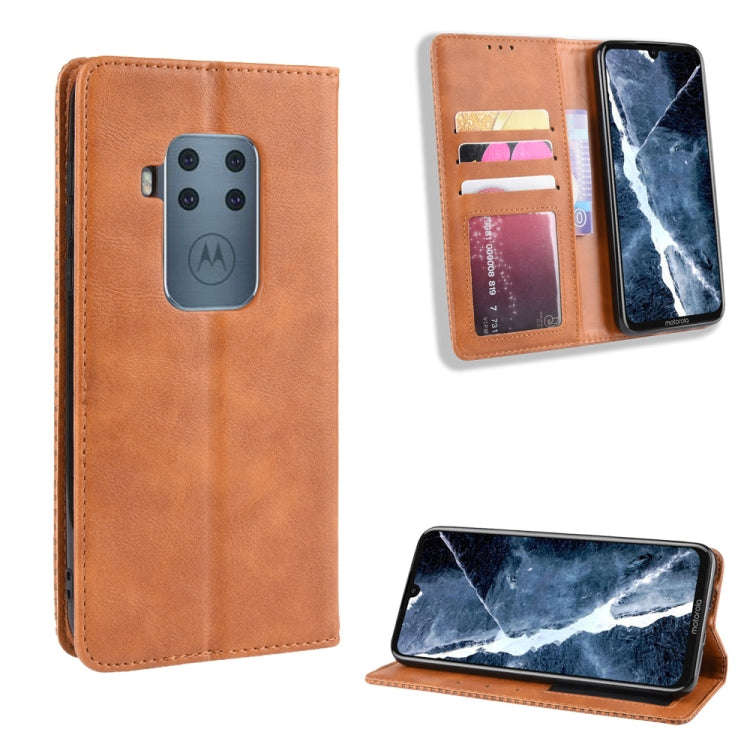 Magnetic Buckle Retro Crazy Horse Texture Horizontal Flip Leather Case for Motorola Moto One Pro ...