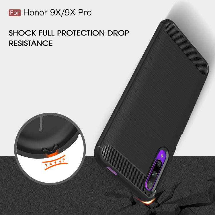 Brushed Texture Carbon Fiber TPU Case for Huawei Honor 9X / 9X Pro(Black)