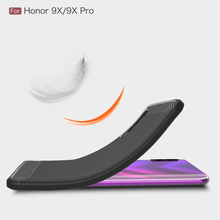 Brushed Texture Carbon Fiber TPU Case for Huawei Honor 9X / 9X Pro(Red)