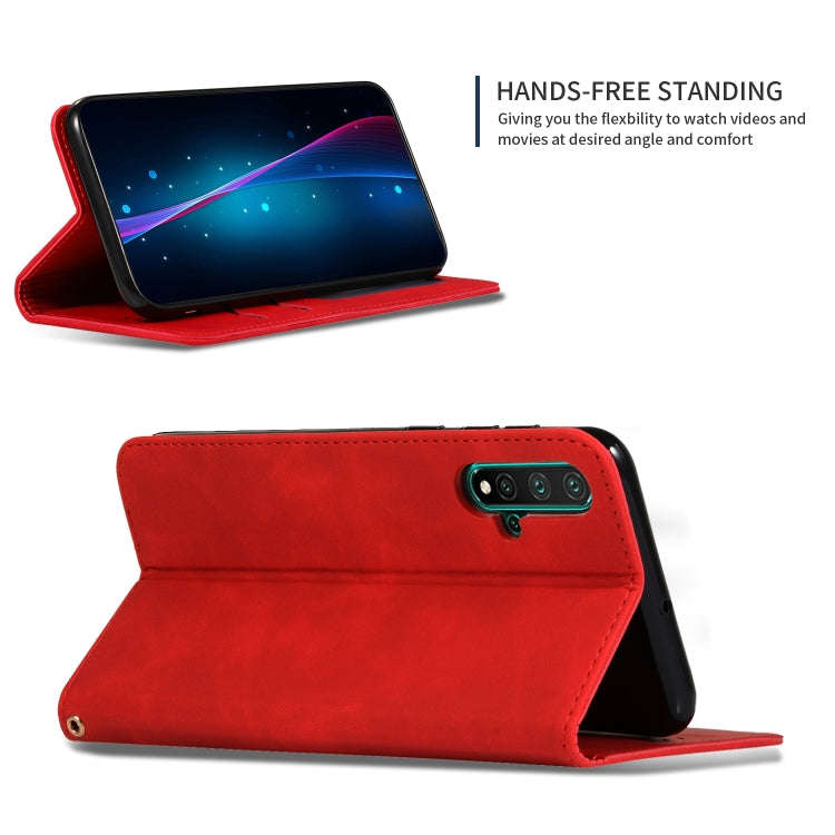 Retro Skin Feel Business Magnetic Horizontal Flip Leather Case for Huawei Nova 5 / Nova 5 Pro(Red)