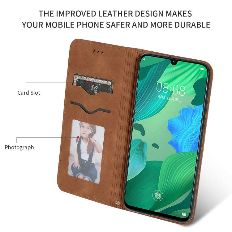 Retro Skin Feel Business Magnetic Horizontal Flip Leather Case for Huawei Nova 5 / Nova 5 Pro(Brown)