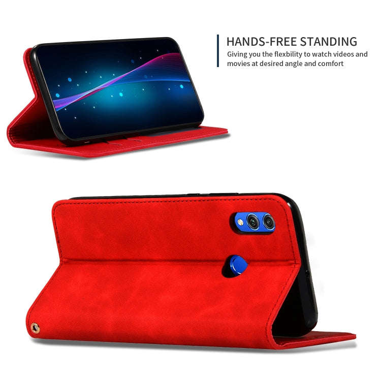 Retro Skin Feel Business Magnetic Horizontal Flip Leather Case for Huawei Honor 8X(Red)